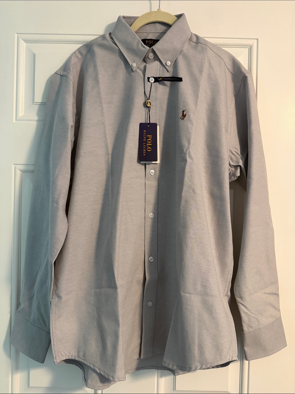 Polo by Ralph Lauren Light Gray Button-Down Shirt with Pony Logo